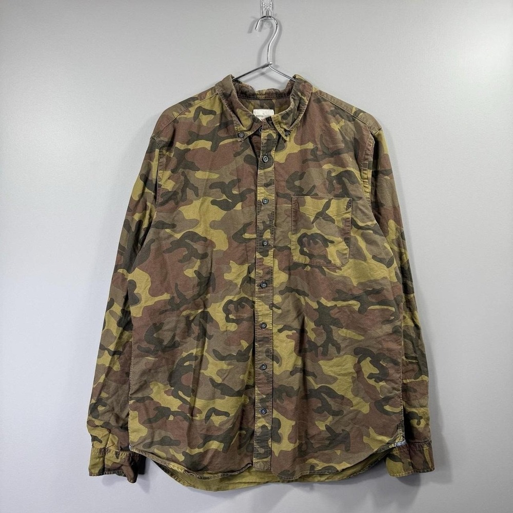 Gap Shirt Mens XL Green Camo Modern Oxford Casual Long Sleeve Button Up